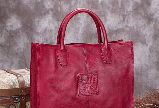 Genuine Leather Handbag Vintage Tote Bag Crossbody Bag Shoulder Bag Purse For Women Daily Use Fashion Edge