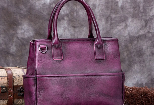 Genuine Leather Handbag Vintage Tote Bag Shoulder Bag Purse For Women Refined Craft
