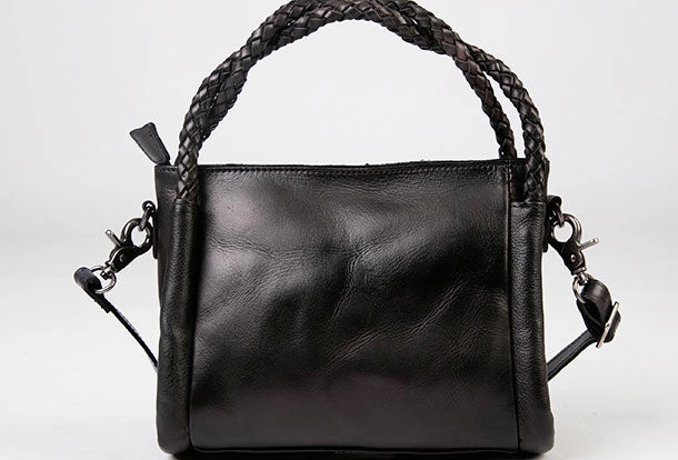 Compact Shopper Genuine Leather Handbag Woven Crossbody Bag Shoulder Bag Purse For Women