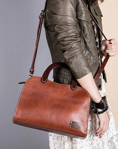 Genuine Leather Handmade Handbag Bag Shoulder Bag Purse For Women Urban Traveler Commuter Style