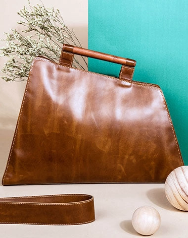 Effortless Style Genuine Leather Handmade Wooden Handbag Bag Shoulder Bag Purse For Women
