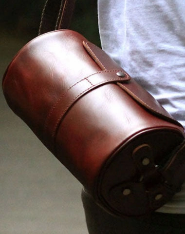 Durable Fabric Genuine Leather Mens Chest Bag Cool Sling Bag Messenger Bag Bike Bag Cycling Bag For Men