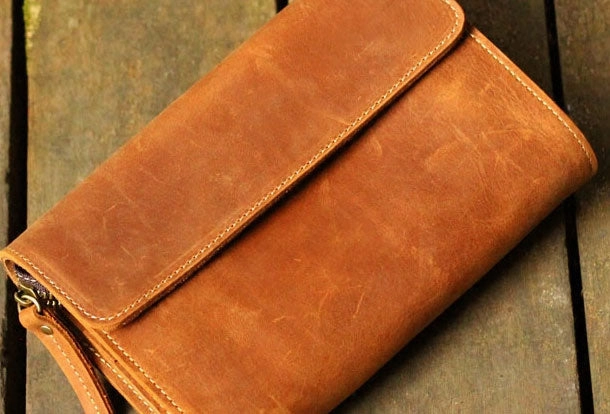 Genuine Leather Mens Cool Clutch Messenger Bag Folded Wristlet Purse Bike Bag Cycling Bag For Men Fashion Travel