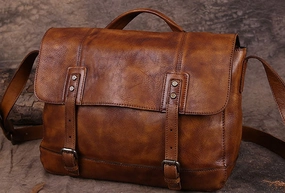 Genuine Leather Mens Cool Messenger Bag iPad Bag Chest Bag Bike Bag Cycling Bag for men Weekend Companion Smart Carry
