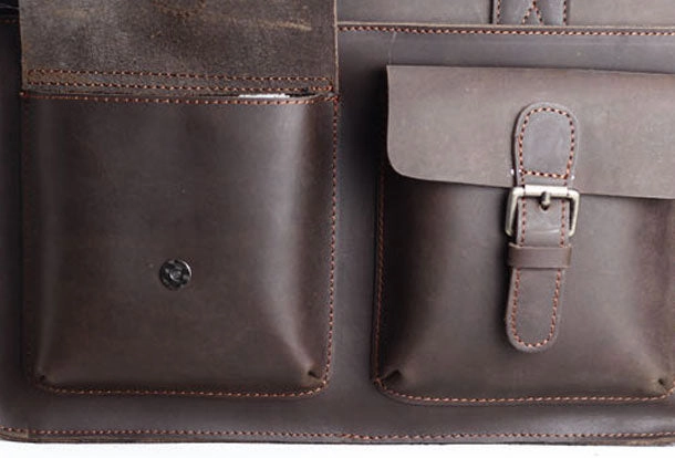 Functional Style Genuine Leather Mens Cool Messenger Bag iPad Bag Chest Bag Bike Bag Cycling Evelope Cluth Bag For Men