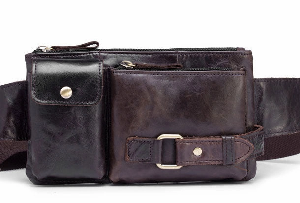 Elegant Utility GENUINE LEATHER MENS SMALL CHEST BAG SLING BAG WAIST BAG HIP PACK BELT BAG FANNY PACK BUMBAG FOR MEN