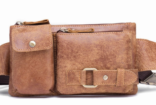 Compact Design Daily practicality GENUINE LEATHER MENS SMALL CHEST BAG SLING BAG WAIST BAG HIP PACK BELT BAG FANNY PACK BUMBAG FOR MEN