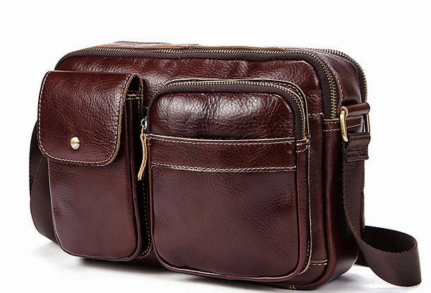 Fashion Practicality Genuine Leather Messenger Bag Cool Chest Bag Crossbody Bag Travel Bag Hiking Bag for men