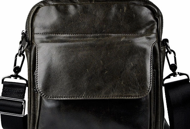 Sleek Utility Genuine Leather Messenger Bag Cross Body Cool Chest Bag Sling Bag Travel Bag Hiking Bag For Men