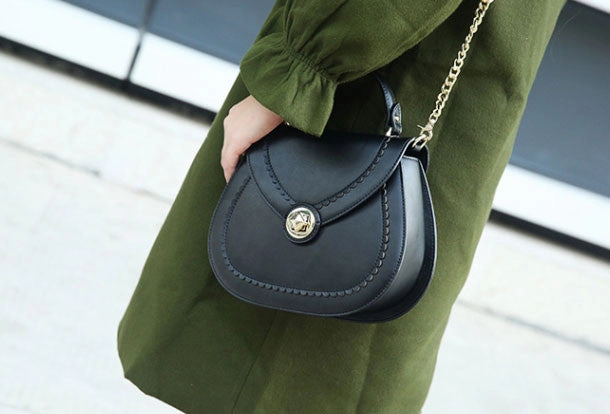 Genuine Leather round crossbodybag handbag shoulder bag for women leather bag Chic Design Fashion Lifestyle