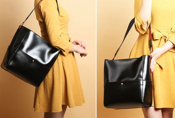 Genuine Leather tote shopper bucket bag shoulder bag for women Compact accessory Urban Explorer