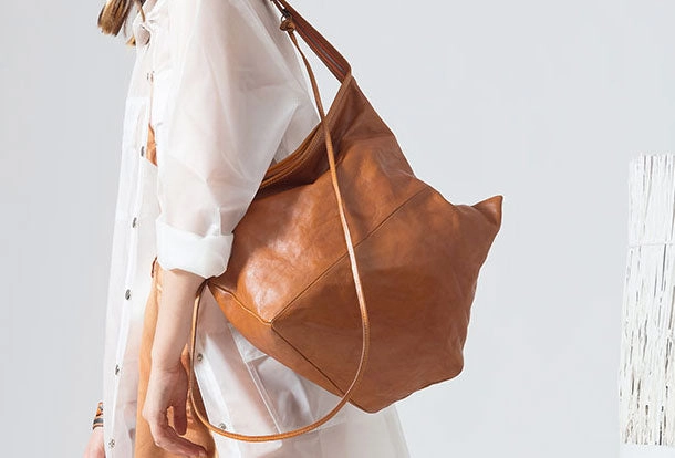 Luxury Texture Genuine Leather Unique Handmade Handbag Tote Geometric Shoulder Bag Purse For Women Leather Shopper Bag