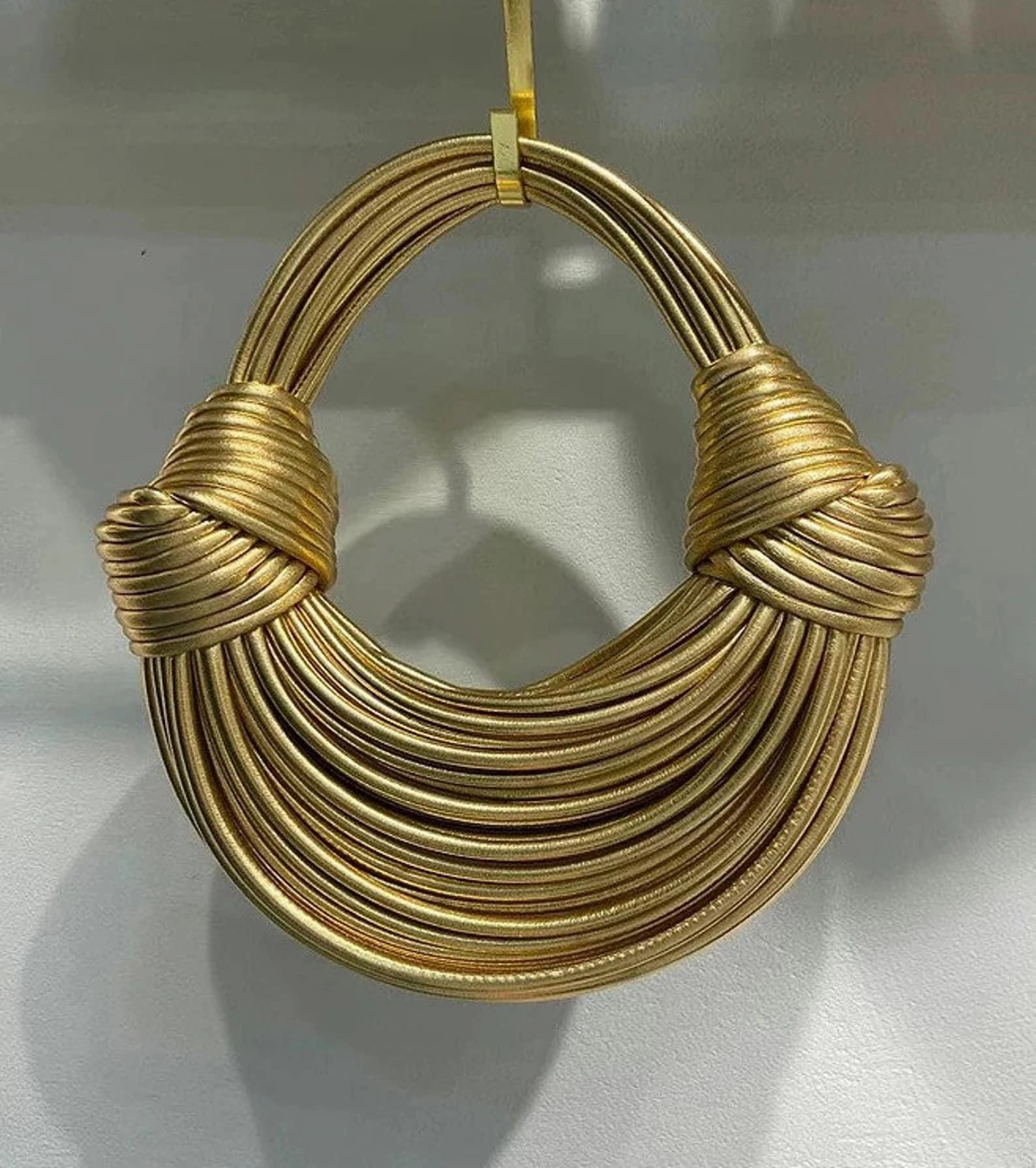 Gold Double Knot Bag, Handcrafted Leather Fashion Bags, Luxury Wedding Handbag, Special Occasion Event Bag, Silver Hobo Bag, Gift For Her Textured Surface Timeless Detailing