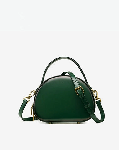 Refined Craft Cute Womens Black Leather Half Round Crossbody Purse Handbag Round Black Shoulder Bag for Women