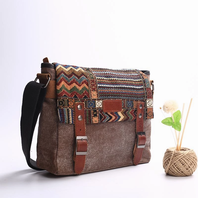 Gray Waxed Canvas Country Style Mens 11'' Side Bag Courier Bag Shoulder Bag Small Messenger Bag for Men Contemporary Look outdoor durability