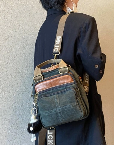 Outdoor Durability Design Casual Outfit Green Canvas Convertible Backpack Women Shoulder Bag Canvas Convertible Crossbody Bag Canvas Handbag Quick Store