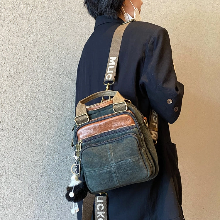 Sophisticated Edge Travel Light Green Canvas Convertible Vertical Shoulder Bag Womens Backpack Canvas Convertible Crossbody Bag Canvas Handbag