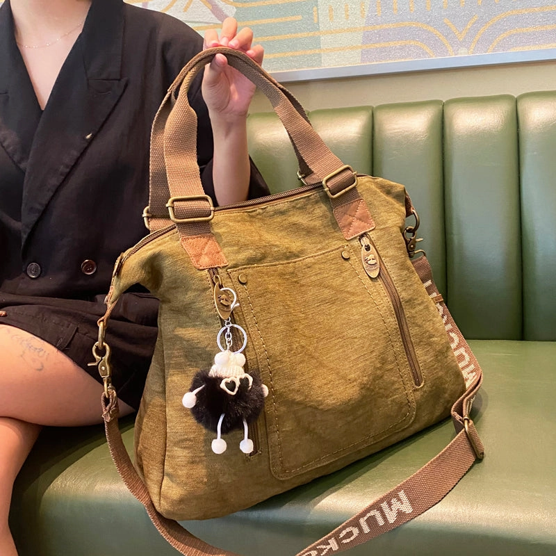 Versatile Carryall Smart Traveler Green Canvas Handbag Canvas Large Shoulder Bag Green Canvas Crossbody Bag for Women