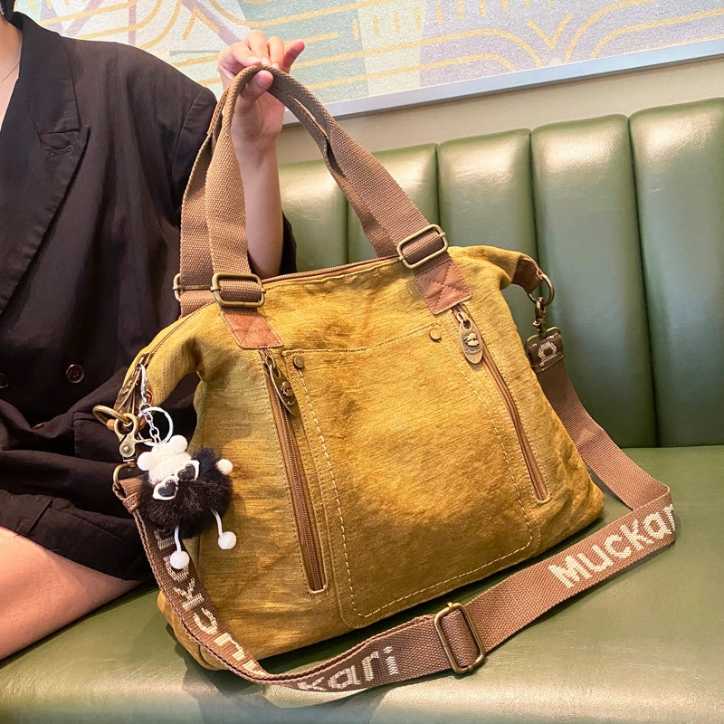 Weekend Bag Green Canvas Handbag Canvas Large Shoulder Bag Green Canvas Crossbody Bag for Women