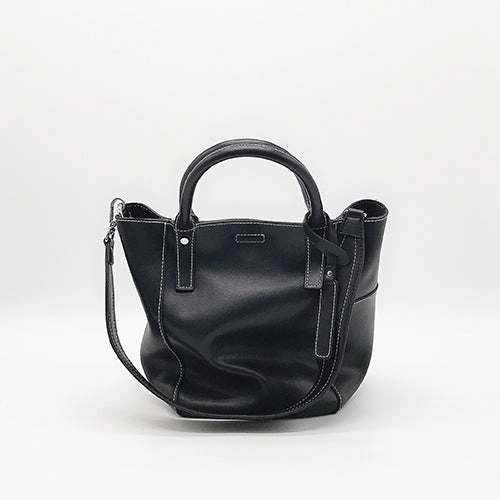 Green LEATHER WOMEN Bucket Handbag Barrel Shoulder Purses FOR WOMEN Simple Utility Modern Appeal