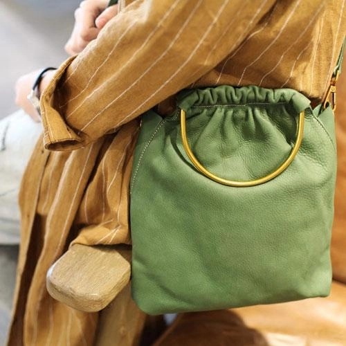 Timeless Functional Style Green Leather Womens Bucket Handbag Large Bucket Side Bag Tote Purse Madewell Bucket Bag