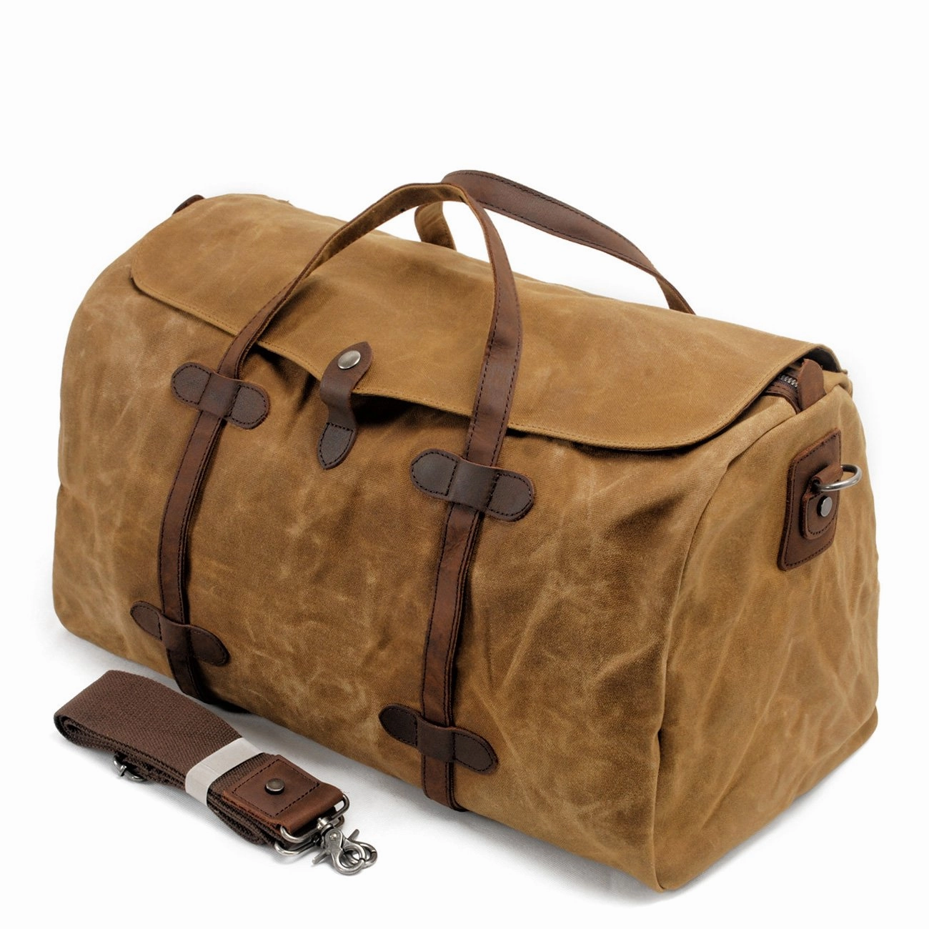Casual Waxed Canvas Mens Large Travel Waterproof Weekender Bag Shoulder Duffle Bag for Men Back Panel