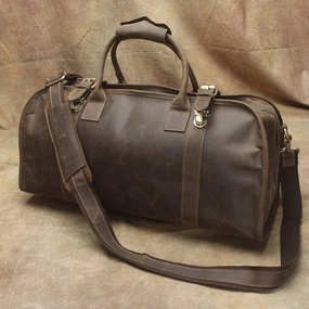 Vintage Cool Leather Mens Weekender Bag Travel Bag Duffle Bag Durable Material Quick Structure