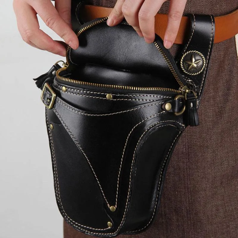 Leather Belt Pouch Mens Small Cases Waist Bag Hip Pack Belt Bags for Men Lightweight Choice