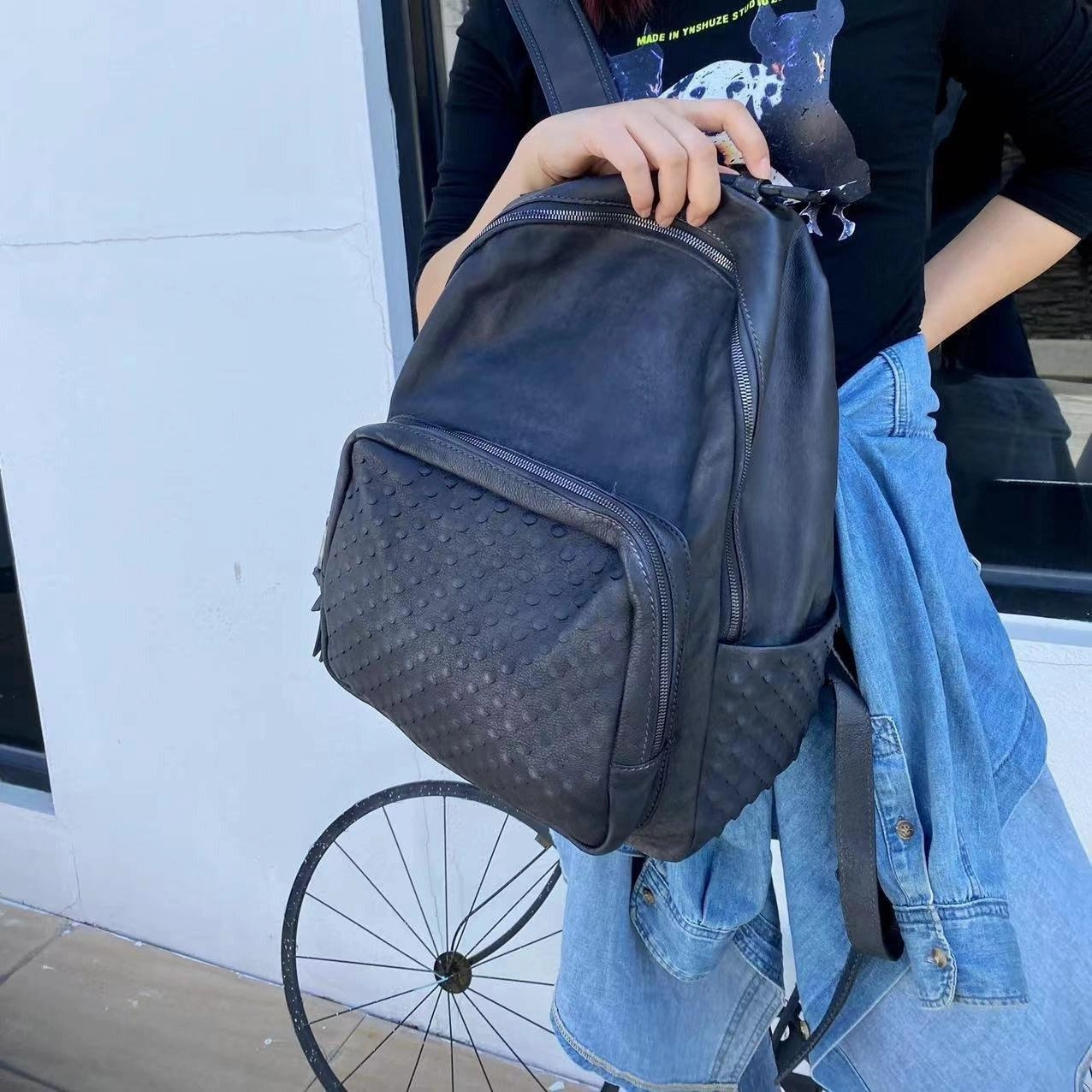 Handcrafted Full-grain Leather Backpack, Heavy-duty Stud Hiking, Women & Men Purse, Unisex, Vintage Laptop Backpack, 15-inches Laptop Bag Eco Friendly