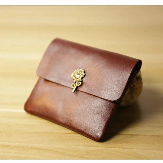 Vintage Style Essential Item Handcrafted Full Grain Minimalist leather slim wallet for women, Classic coin purse gift #4