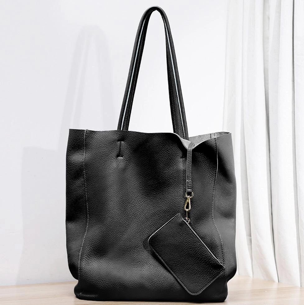 Handcrafted Leather Tote Bag | Grain Leather Large Tote Bag |  Birthday gift for her, yellow, Shell Pink, Caramel, Black Blue Gift For Her All Season