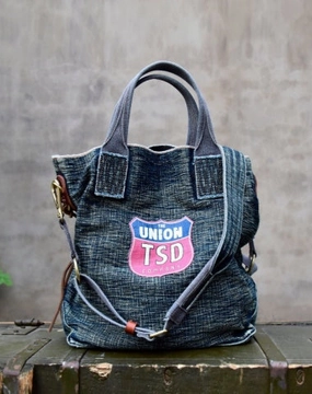 Blue Jean Vertical Tote Bag Women Denim Tote Handbag Denim Tote Bag Blue Denim Tote Shoulder Bag Spacious Interior
