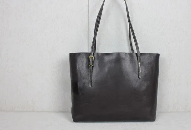 Functional Form Handmade black leather tote bag vintage shoulder bag shopper bag women