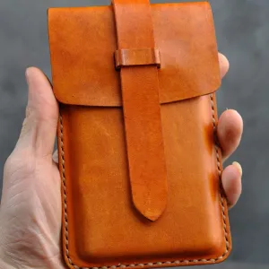 Luxury Feel Smart innovation Handmade Leather Belt Pouch Mens Waist Bag Phone holsters for Men