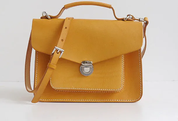 Handmade leather crossbody Satchel School messenger Shoulder Bag for women Adjustable Strap