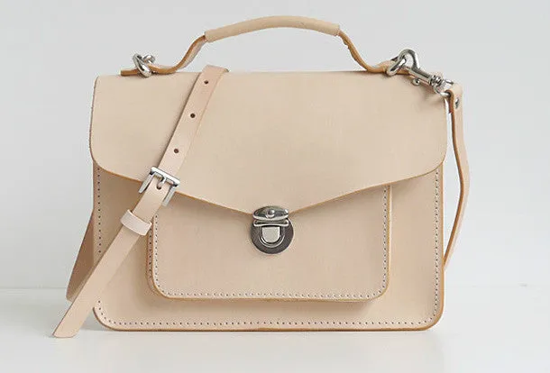 Handmade leather crossbody Satchel School messenger Shoulder Bag for women Portable Storage Compact Storage