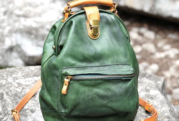 Eco-Friendly Fabric Lightweight Function Handmade Leather cute backpack bag shoulder bag green women leather purse