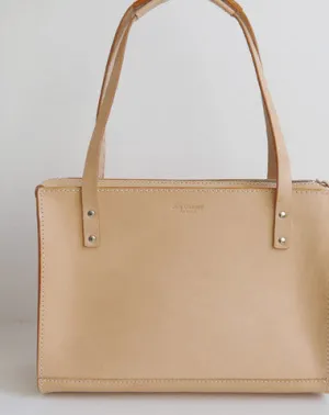 city commute On-the-Go Bag Handmade Leather handbag shoulder bag beige for women leather shoulder purse