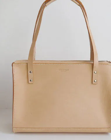 city commute On-the-Go Bag Handmade Leather handbag shoulder bag beige for women leather shoulder purse
