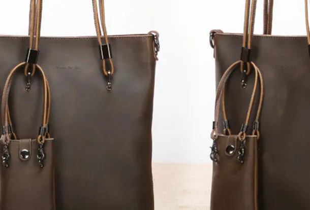 Handmade Leather handbag shoulder bag large tote for women leather shopper bag Large-capacity carry