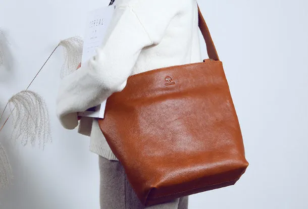 Casual Function Structured Design Handmade Leather Handbag Tote Bags Shopper Bag Shoulder Bag Purse For Women