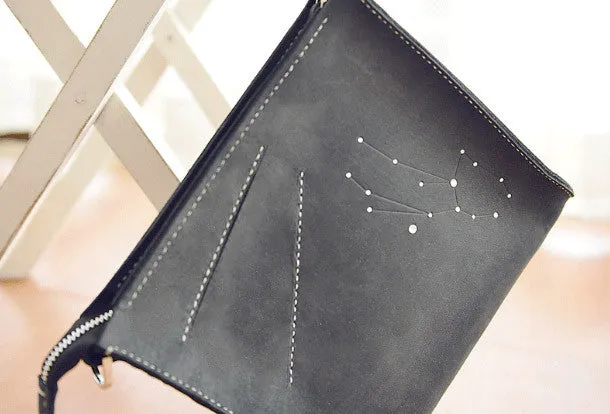Compact Comfort Handmade Leather purse clutch shoulder bag constellation women leather crossbody bag
