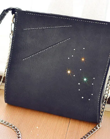 Timeless Appeal Handmade Leather purse clutch shoulder bag constellation women leather crossbody bag