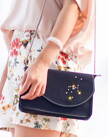 Handmade Leather purse shoulder bag constellation women leather crossbody bag Trendy Companion