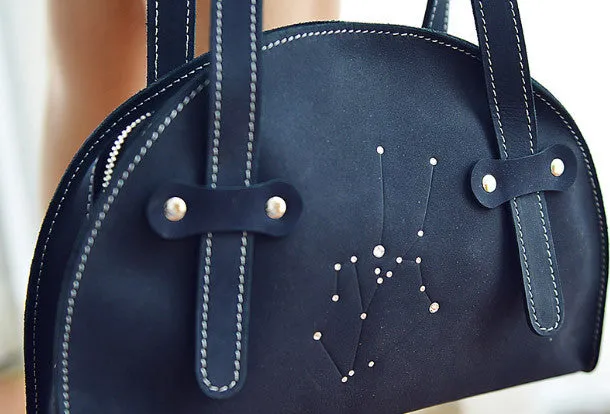 Daytime use Functional Design Handmade Leather purse shoulder bag constellation women leather handbag