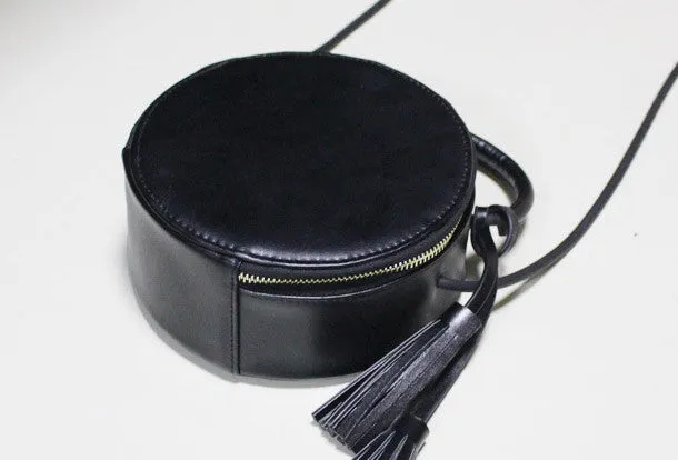 Urban Travel Urban Essential Handmade Leather round bag shoulder bag black for women leather crossbody bag