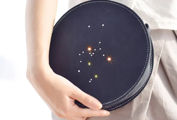 Workwear Accessory Soft Feel Handmade Leather round bag shoulder bag constellation women leather crossbody bag