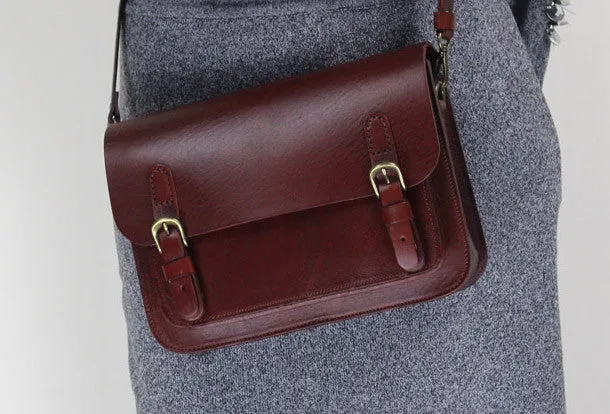 Stylish Essential Handmade Leather satchel bag shoulder bag black brown for women leather crossbody bag