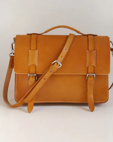 Handmade Leather satchel bag shoulder bag yellow Brown for women leather shoulder bag Classic Outfit