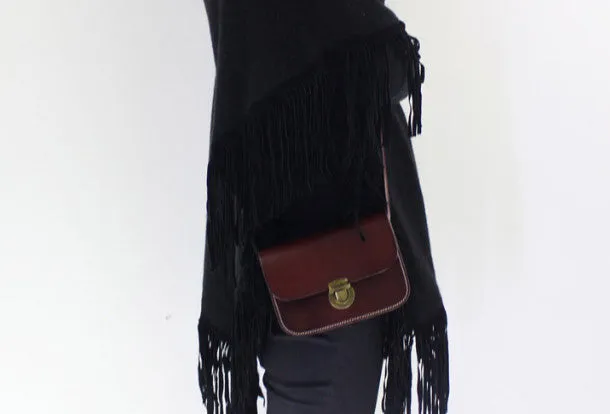 Comfortable Carryall Functional Handbag Handmade Leather shoulder bag black vintage for women leather crossbody bag